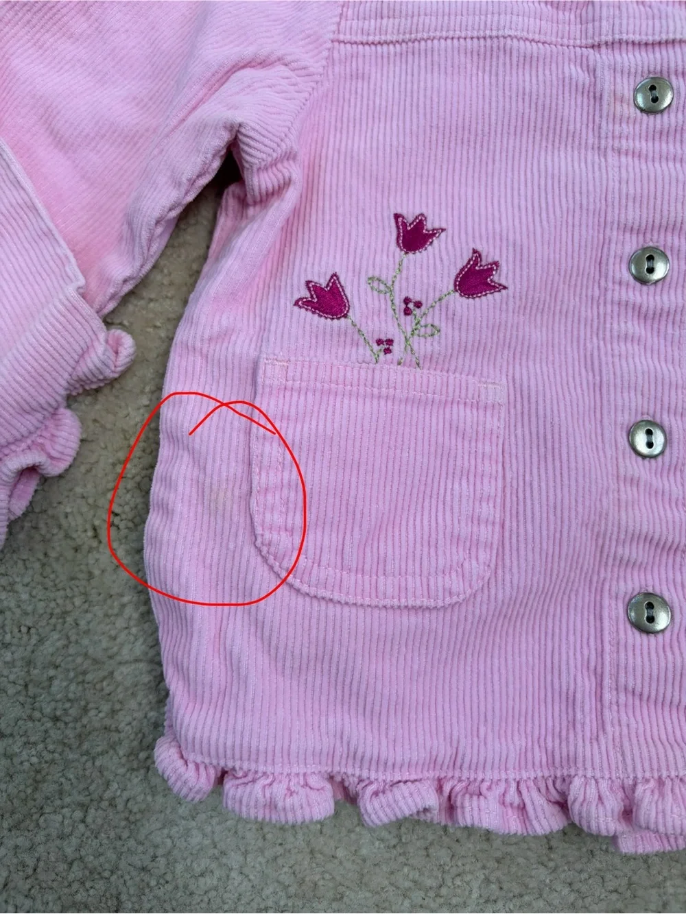 Vintage 90s Y2K Winnie the Pooh Size 3T Pink Corduroy Embroidered Jean Jacket